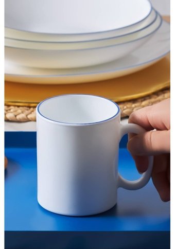 Karaca Milano Opal Cam Blue Rim Mug 320 ml
