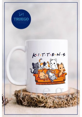 Truego Baskılı Kupa Bardak Seramik Mug - Kittens