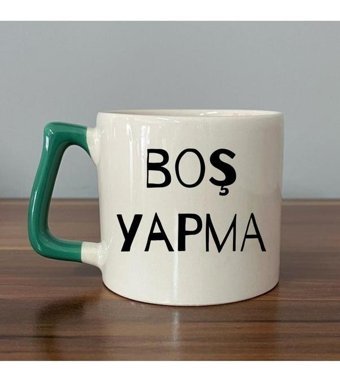 Mor Mürekkep Boş Yapma Baskılı Yeşil Kulplu D Kupa