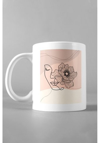 Hediyexpres Minimal Kadın Çizim Çay Kahve Çorba Kupası
