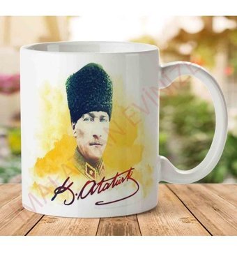 Art Hediye 1-926 Atatürk Sarı İki Tarafı Baskılı Kupa Bardak