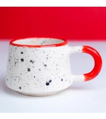 İlbay Çini Takı İlbay Seramik Kupa Mug Klasik Kırmızı Simli