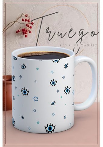 Truego Baskılı Kupa Bardak Seramik Mug - Nazar