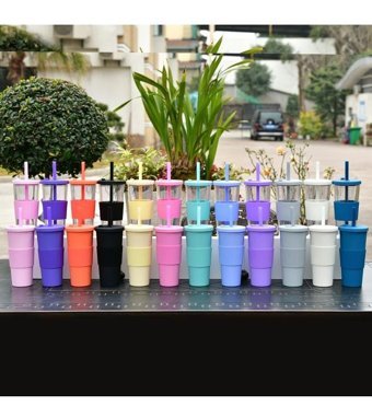 Luckystar Büyük Kapasite Çift Katlı Plastik Bardaklar - Mor