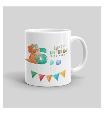 Mini Maker Kids Dino 6Yaş Doğum Günü Kişiye Özel Kupa Bardak
