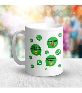 Bk Kişiye Özel Whatsapp Anne Mesajlı Beyaz Kupa Bardak - 3