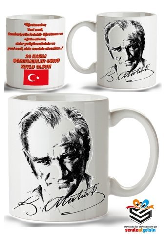 Sendealgelsin Öğretmenler Günü Atatürk Temalı Kupa Bardak M3