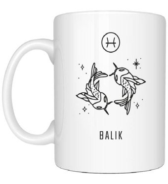 Mor Mürekkep Kişiye Özel Balık Burcu Ve İsimli Beyaz Kupa