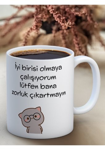 Truego Baskılı Kupa Bardak Seramik Mug - Zorluk Çıkartmayın