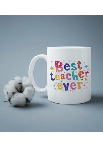 Baskıbazar Best Teacher Ever Baskılı Kupa Bardak