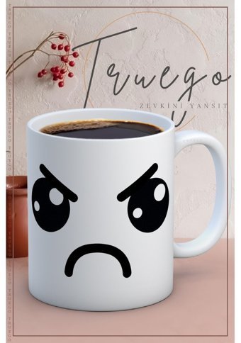 Truego Baskılı Kupa Bardak Seramik Mug - Kızgın Emoji
