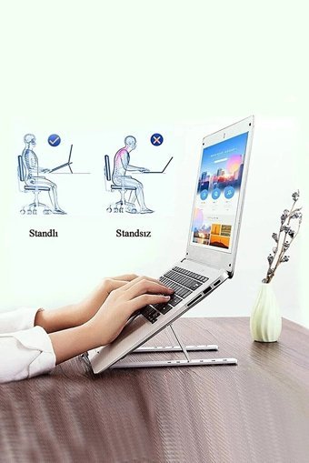 Neptün Life Katlanabilir Plastik Dikey Ayarlanabilir Taşınabilir Ayaklı Hareketli Laptop Standı