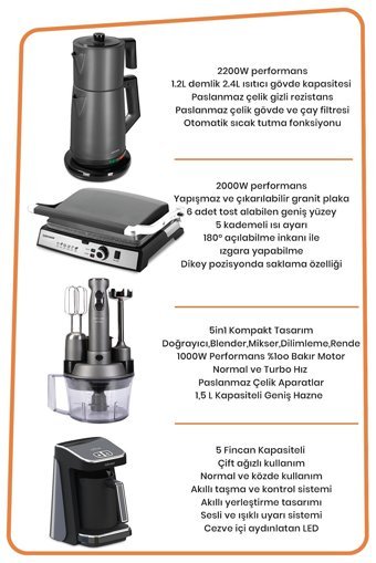 Goldmaster Platinium 4'lü Elektronik Çeyiz Seti Antrasit