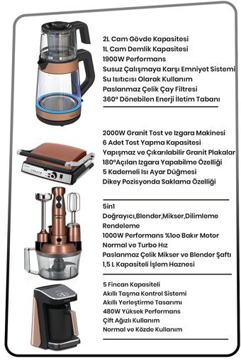 Goldmaster Premium 4'lü Elektronik Çeyiz Seti Gold