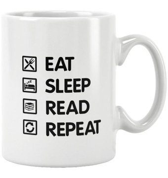 Qoeuyl Boutique Eat Sleep Read Repeat Baskılı Kupa Bardak