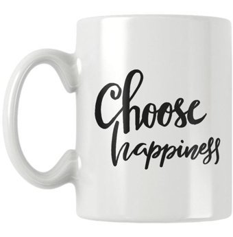 Qoeuyl Boutique Choose Happiness Baskılı Kupa Bardak