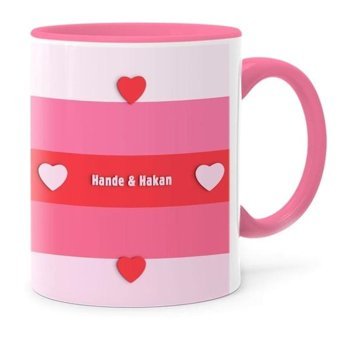 Bk Sevgiliye Özel İsimli Pembe Kupa Bardak - 20