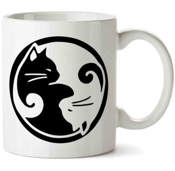 Art Hediye Ying Yang Kedi İki Tarafı Baskılı Kupa Bardak