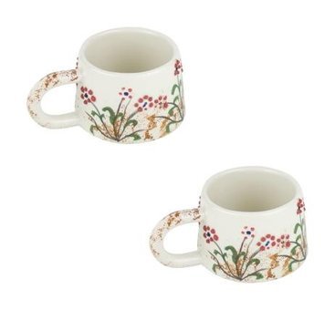 Erzi Kupa Bardak Seramik Lale Desenli 2'Li Set 200 ml