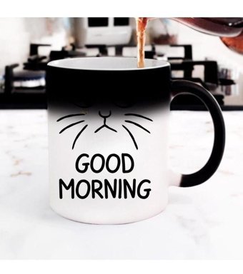 Hediye Vakti Good Morning Kedi Tasarımlı Sihirli Kupa