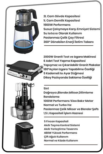 Goldmaster Premium 4'lü Elektronik Çeyiz Seti Siyah