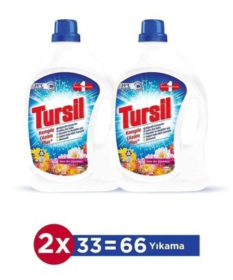 Tursil Çiçekli Renkliler İçin 66 Yıkama Sıvı Deterjan 2x2.1 lt