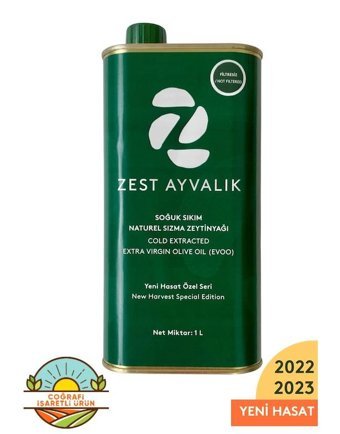 Zest Soğuk Sıkım Organik Polifenolsüz Teneke Sızma Zeytinyağı 1 lt