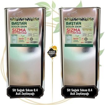 Baştan Yöresel Soğuk Sıkım Organik Polifenolsüz Teneke Sızma Zeytinyağı 2 x 5 lt