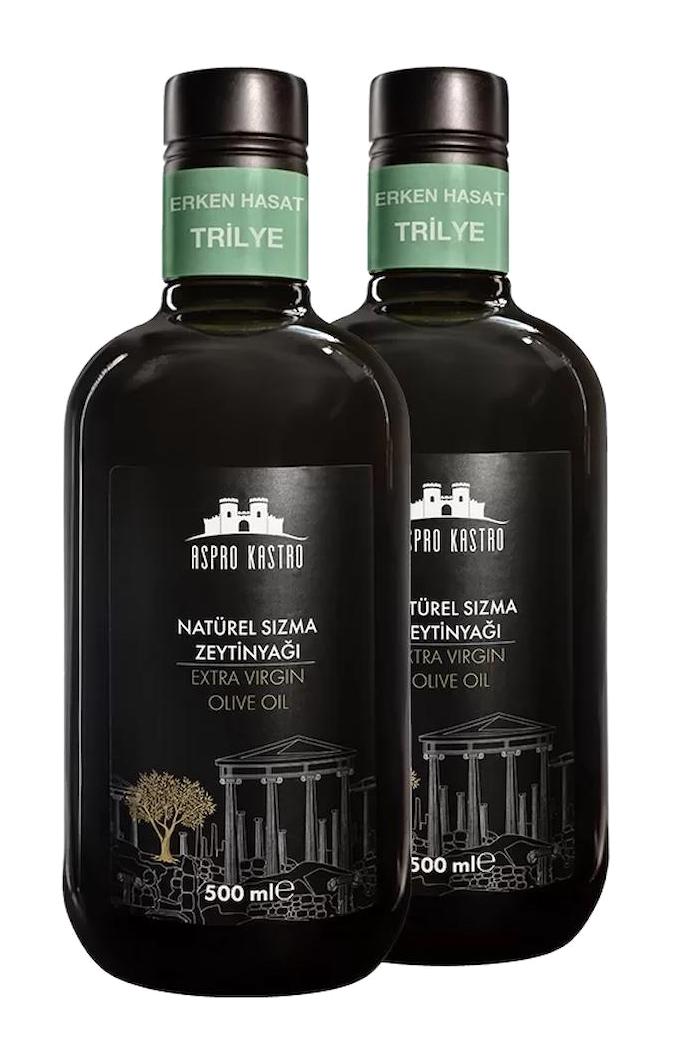 Aspro Kastro Soğuk Sıkım Organik Polifenolsüz Erken Hasat Cam Sızma Zeytinyağı 2 x 500 ml