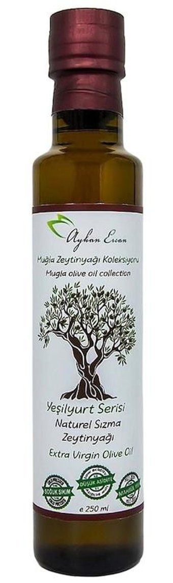Ayhan Ercan Yeşilyurt Serisi Soğuk Sıkım Organik Polifenolsüz Cam Sızma Zeytinyağı 250 ml