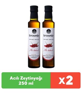 Teosole Acılı Soğuk Sıkım Organik Polifenolsüz Cam Sızma Zeytinyağı 2 x 250 ml