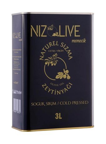 Niz Olive Memecik Soğuk Sıkım Organik Polifenolsüz Teneke Sızma Zeytinyağı 3 lt