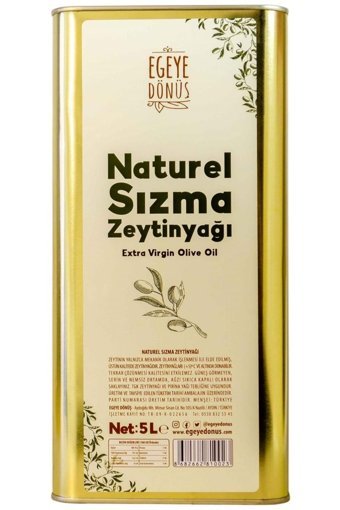 Egeye Dönüş Organik Polifenolsüz Teneke Sızma Zeytinyağı 5 lt