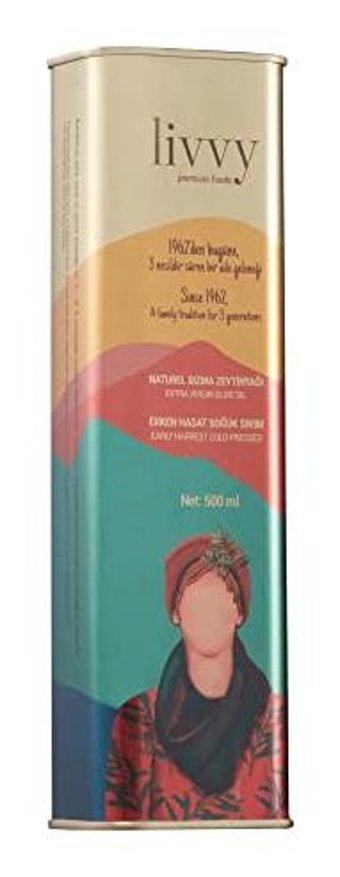 Livvy Premium Foods Soğuk Sıkım Organik Polifenolsüz Teneke Sızma Zeytinyağı 500 ml