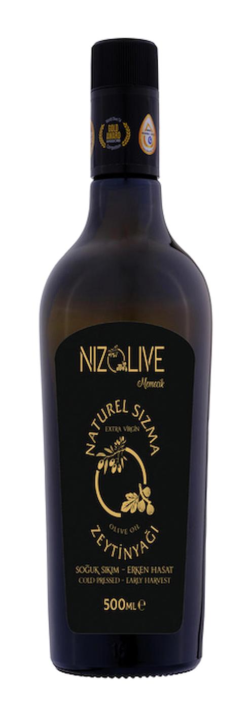 Niz Olive Soğuk Sıkım Organik Polifenolsüz Erken Hasat Cam Sızma Zeytinyağı 500 ml
