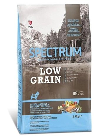 Spectrum Düşük Tahıllı Somonlu-Hamsi-Yaban Mersin Küçük Irk Yetişkin Kuru Köpek Maması 2.5 kg