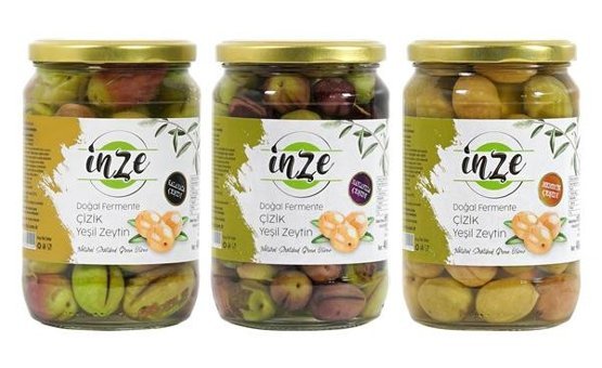 İnze Çizik Yeşil Zeytin Paket 3x400 gr
