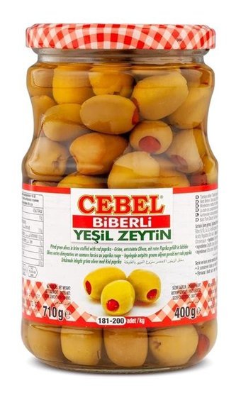 Cebel Biberli Yeşil Zeytin Kavanoz 400 gr