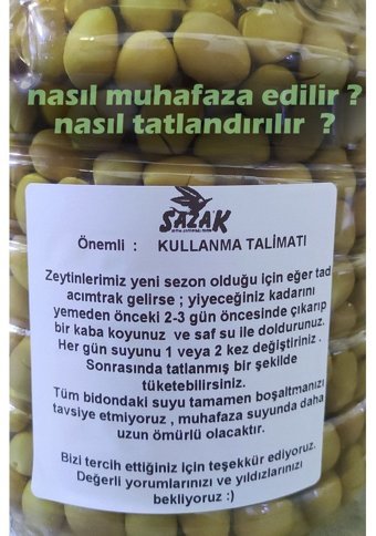 Sazak Çizik Yeşil Zeytin 5 lt