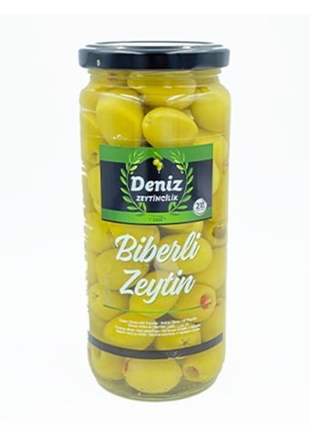 Deniz Zeytincilik Biberli Yeşil Zeytin Kavanoz 280 gr