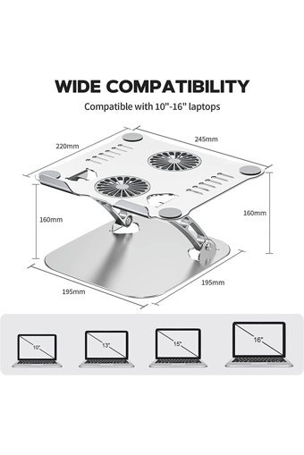 Coverzone Katlanabilir Alüminyum Dikey Ayarlanabilir Soğutuculu Taşınabilir Ayaklı Hareketli RGB Laptop Standı