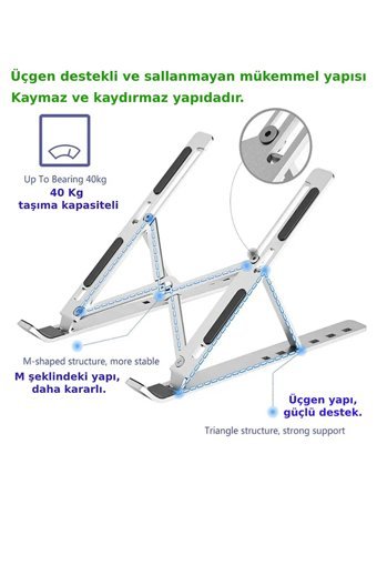 Ctrlf Katlanabilir Alüminyum Dikey Ayarlanabilir Taşınabilir Ayaklı Hareketli Laptop Standı