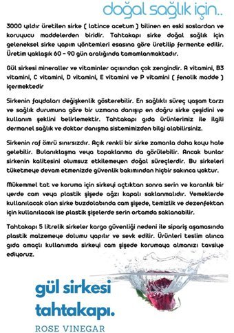 Tahtakapı Gül Sirke 5 lt