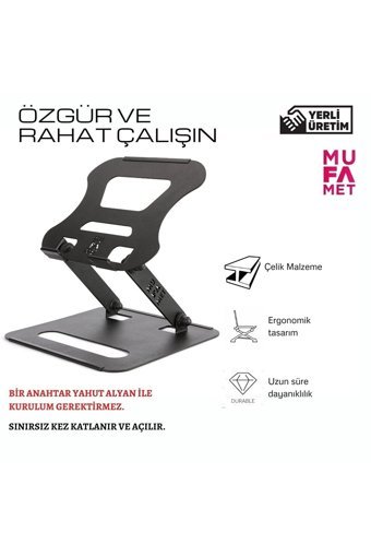 Mufamet Katlanabilir Metal Dikey Ayarlanabilir Taşınabilir Ayaklı Hareketli Laptop Standı