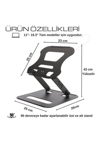 Mufamet Katlanabilir Metal Dikey Ayarlanabilir Taşınabilir Ayaklı Hareketli Laptop Standı