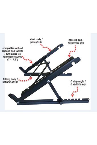 Yumer Katlanabilir Çelik Dikey Ayarlanabilir Taşınabilir Ayaklı Hareketli Laptop Standı