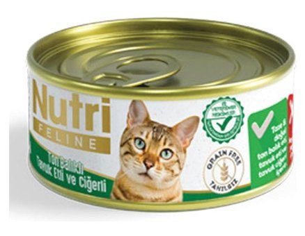 Nutri Feline Yetişkin Ciğer-Tavuk-Ton Balığı Yaş Kedi Maması 12x85 gr