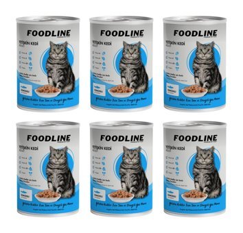 Foodline Yetişkin Somon Parça Etli-Soslu Yaş Kedi Maması 6x400 gr