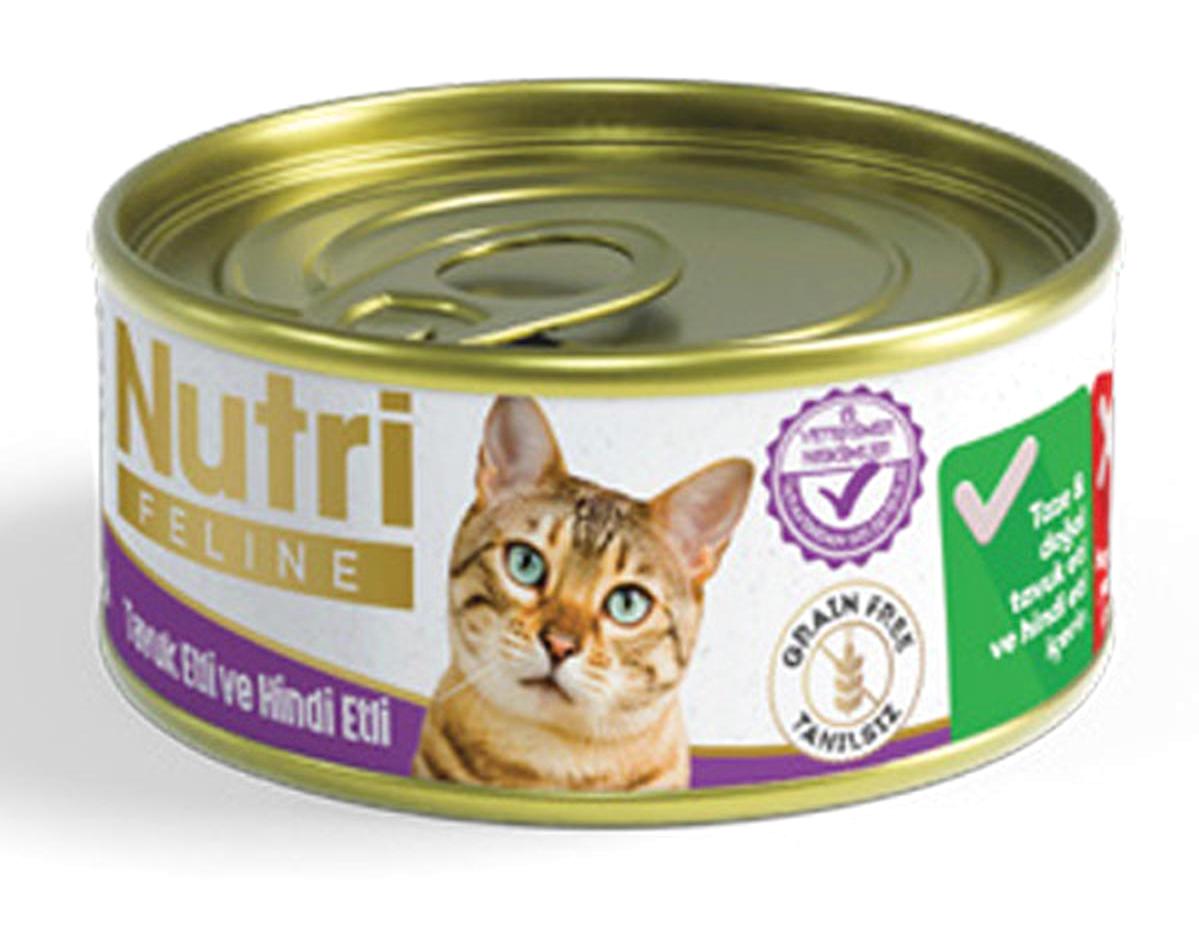 Nutri Feline Yetişkin Hindi-Tavşan Yaş Kedi Maması 12x85 gr