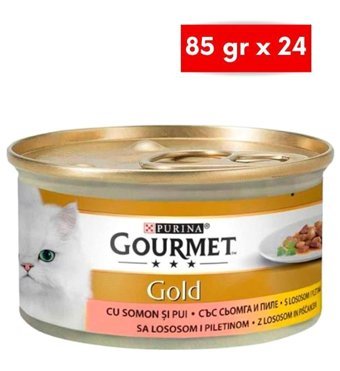 Purina Gourmet Gold Yetişkin Somon-Tavuk Soslu Yaş Kedi Maması 85 gr